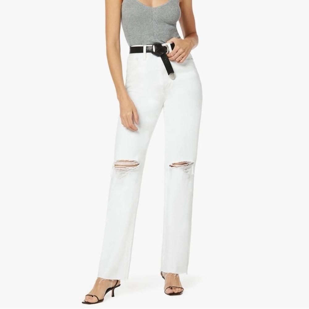Favorite Daughter Otto High Rise Distressed Boyfriend Whistler White Size 28